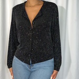 Vintage Ronni Nicole II Sparkly Black Cardigan (18W, see measurements)